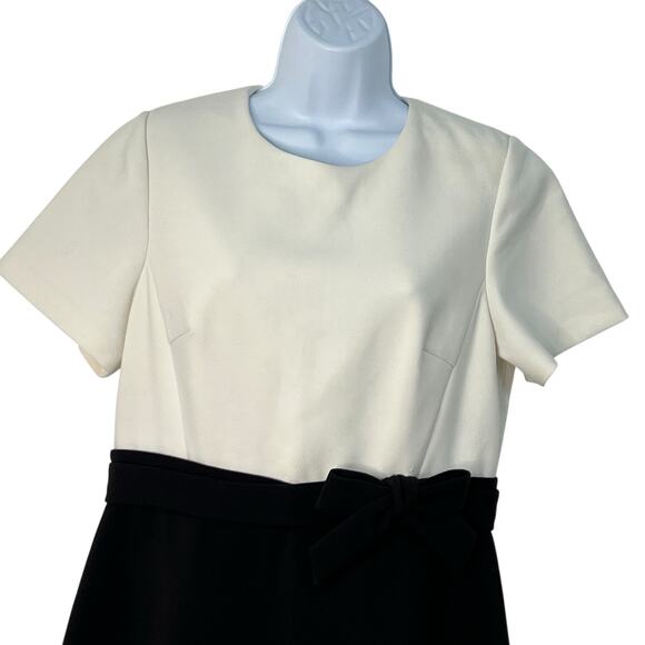 Kate Spade Ivory Black Colorblock Bow Fit and Flare Dress Size 6 Preppy Classic - Picture 3 of 12